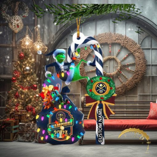 Denver Nuggets NBA Grinch Candy Cane Personalized Xmas Gifts Christmas Tree Decorations Ornament