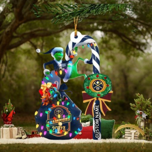 Denver Nuggets NBA Grinch Candy Cane Personalized Xmas Gifts Christmas Tree Decorations Ornament