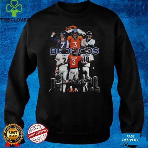 Denver broncos john elway russell wilson and peyton manning signatures hoodie, sweater, longsleeve, shirt v-neck, t-shirts