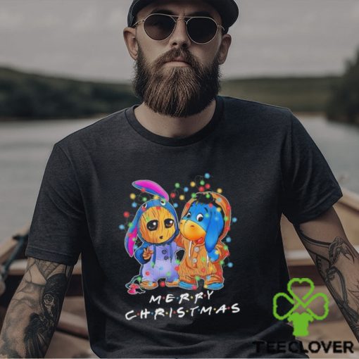 Baby Groot and baby Eeyore merry christmas light shirt