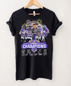 Design 2024 Baltimore Ravens 2024 Champions Team Name Player Mascot Signatures tee hoodie, sweater, longsleeve, shirt v-neck, t-shirt