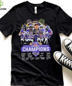 Design 2024 Baltimore Ravens 2024 Champions Team Name Player Mascot Signatures tee hoodie, sweater, longsleeve, shirt v-neck, t-shirt