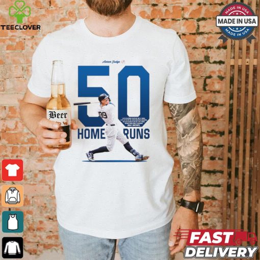 Design Aaron Judge 50 home runs 1 of 5 players to hit 50+ hr 3+ times MLB history shirt