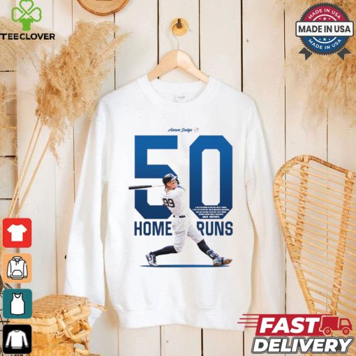 Design Aaron Judge 50 home runs 1 of 5 players to hit 50+ hr 3+ times MLB history shirt