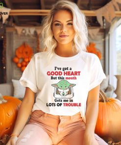 Design Baby Yoda I’ve got a good heart but this mouth gets me in lots trouble hoodie, sweater, longsleeve, shirt v-neck, t-shirt