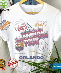 Design Barcelona and Manchester City 2024 Soccer Champions Tour Shirt
