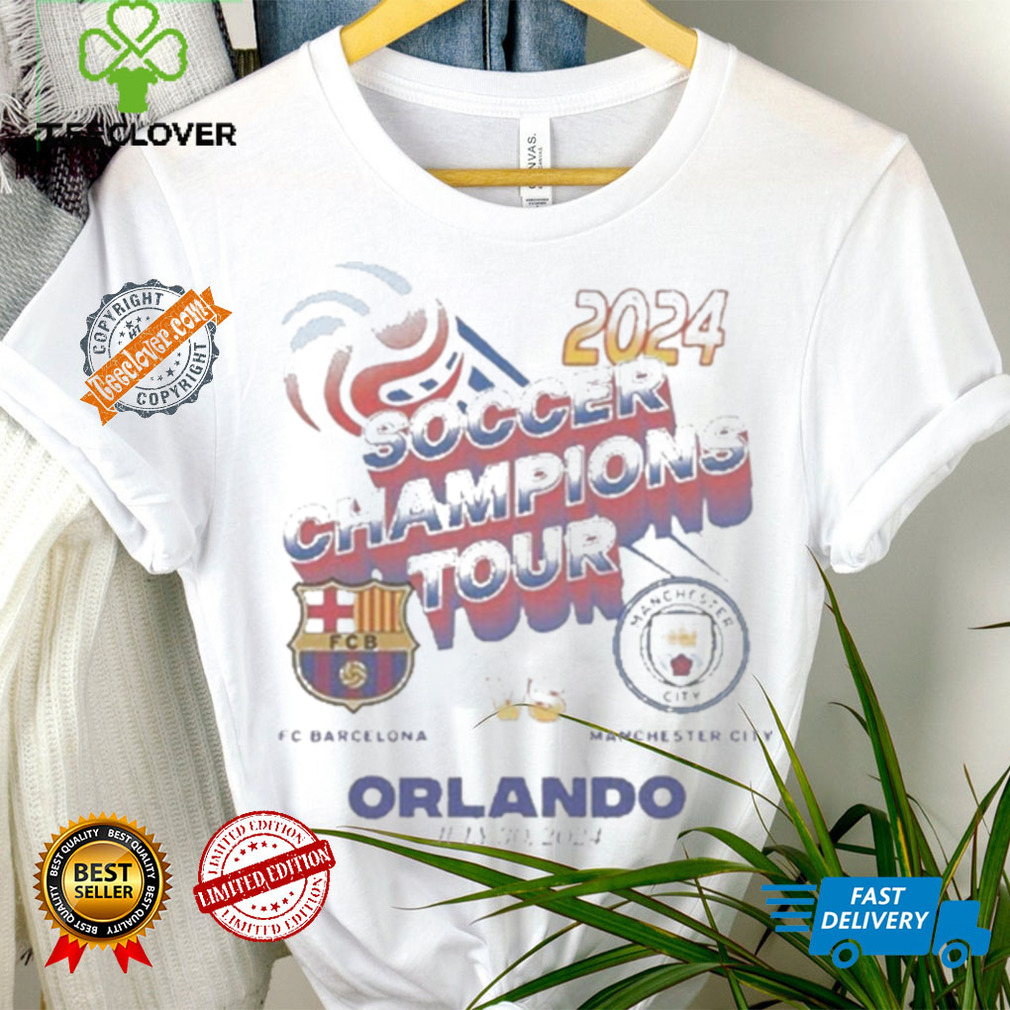 Design Barcelona and Manchester City 2024 Soccer Champions Tour Shirt Design Barcelona and Manchester City 2024 Soccer Champions Tour Shirt