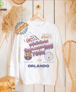 Design Barcelona and Manchester City 2024 Soccer Champions Tour Shirt