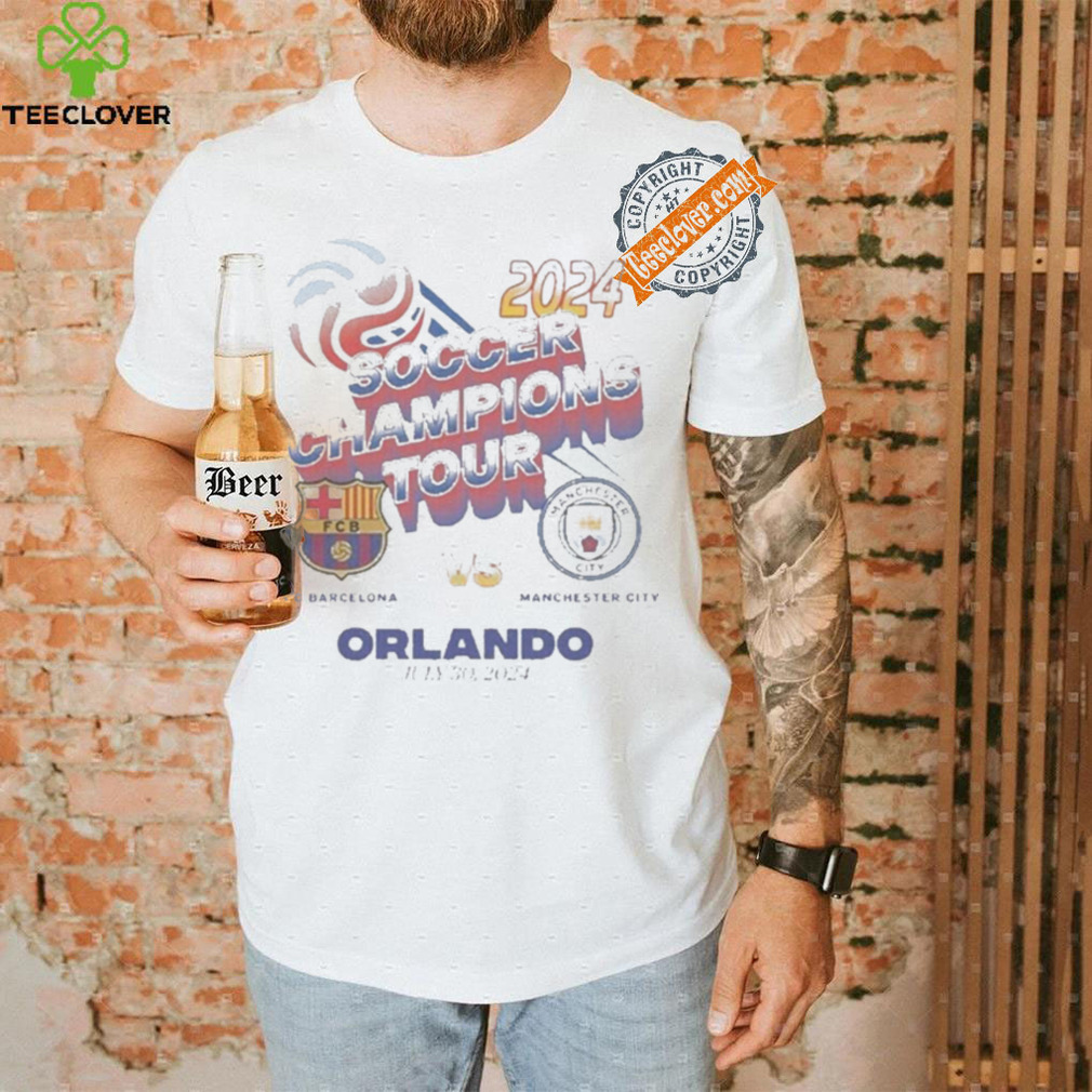 Design Barcelona and Manchester City 2024 Soccer Champions Tour Shirt Design Barcelona and Manchester City 2024 Soccer Champions Tour Shirt