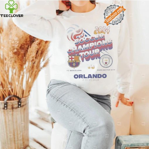 Design Barcelona and Manchester City 2024 Soccer Champions Tour Shirt