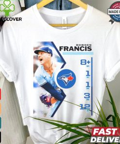 Design Bowden Francis Toronto Blue Jays 8 ip 1 h 1 er 3 bb 12 k shirt