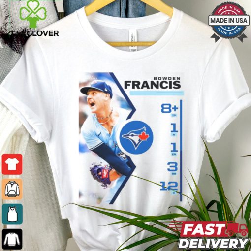 Design Bowden Francis Toronto Blue Jays 8 ip 1 h 1 er 3 bb 12 k shirt