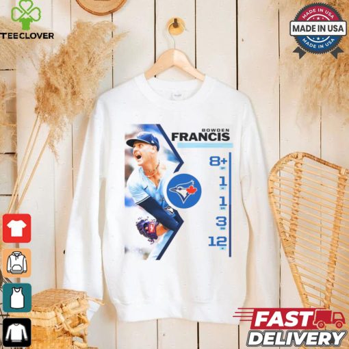 Design Bowden Francis Toronto Blue Jays 8 ip 1 h 1 er 3 bb 12 k shirt