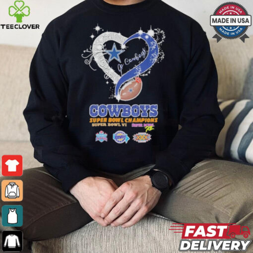 Design Dallas Cowboys Football Logo Heart Let’s Go Cowboys Super Bowl Champions Shirt