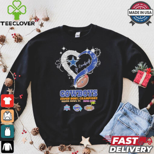 Design Dallas Cowboys Football Logo Heart Let’s Go Cowboys Super Bowl Champions Shirt