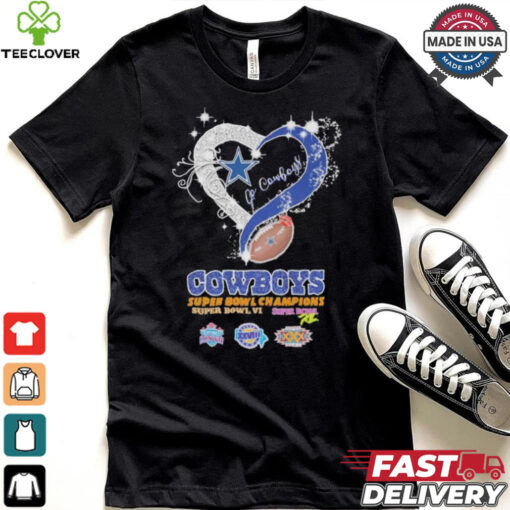 Design Dallas Cowboys Football Logo Heart Let’s Go Cowboys Super Bowl Champions Shirt