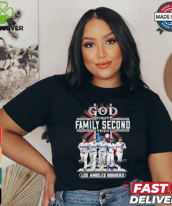 Design God First Family Second Then Los Angeles Dodgers 2024 Signatures Shirt