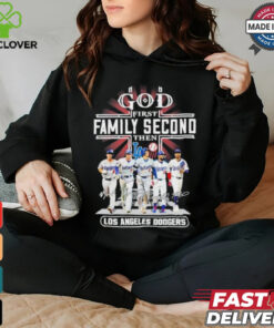 Design God First Family Second Then Los Angeles Dodgers 2024 Signatures Shirt