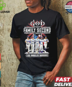 Design God First Family Second Then Los Angeles Dodgers 2024 Signatures Shirt