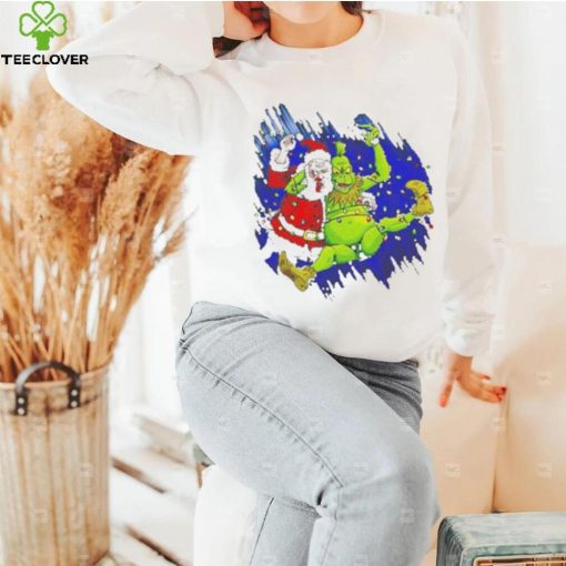 Design Grinch wrestles Santa Claus 3 16 light Christmas hoodie, sweater, longsleeve, shirt v-neck, t-shirt