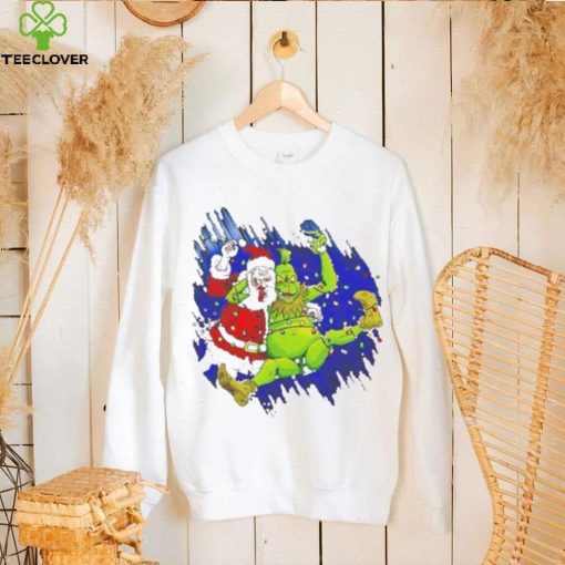 Design Grinch wrestles Santa Claus 3 16 light Christmas hoodie, sweater, longsleeve, shirt v-neck, t-shirt