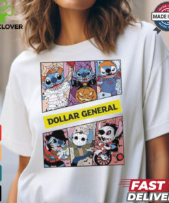 Design Halloween Horror Stitch Characters X Dollar General Logo Shirt