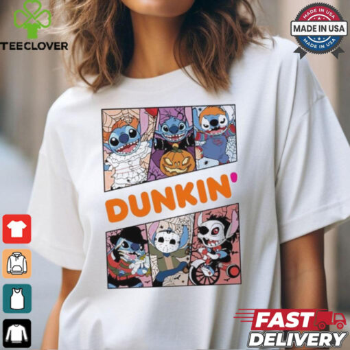 Design Halloween Horror Stitch Characters X Dunkin’ donuts Logo Shirt