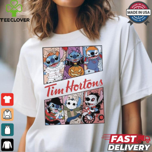 Design Halloween Horror Stitch Characters X Tim Hortons Logo Shirt