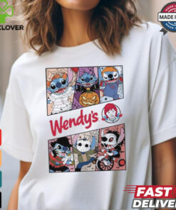 Design Halloween Horror Stitch Characters X Wendy’s Logo Shirt