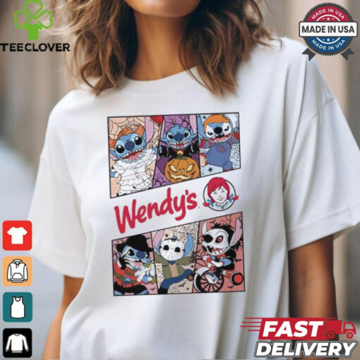 Design Halloween Horror Stitch Characters X Wendy’s Logo Shirt