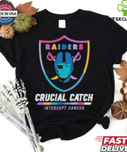 Design Las Vegas Raiders 2024 Crucial Catch Intercept Cancer Awareness T Shirt