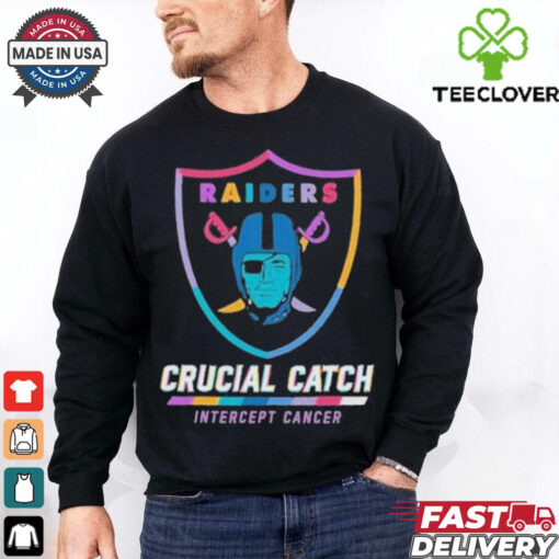 Design Las Vegas Raiders 2024 Crucial Catch Intercept Cancer Awareness T Shirt