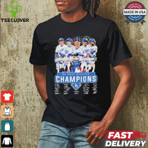 Design Los Angeles Dodgers Team 2024 NL West Division Champions Signatures Shirt