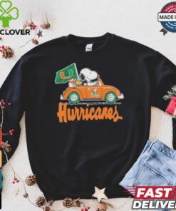 Design Peanuts Snoopy And Woodstock X Miami Hurricanes Driving Car Shirt