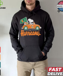 Design Peanuts Snoopy And Woodstock X Miami Hurricanes Driving Car Shirt