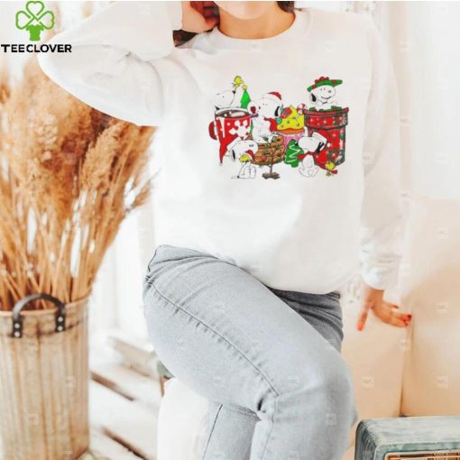 Design Snoopy And Woodstock Hat Santa Dring Merry Christmas Shirt