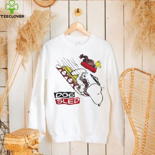 Design Snoopy And Woodstock Hat Santa Skiing Dog Sled Merry Christmas Shirt