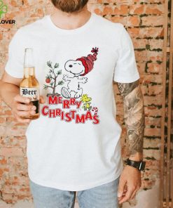 Design Snoopy And Woodstock Hat Santa Tree Merry Christmas Shirt