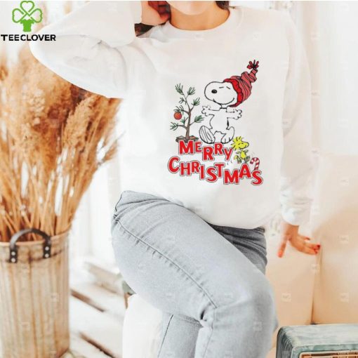 Design Snoopy And Woodstock Hat Santa Tree Merry Christmas Shirt