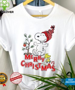 Design Snoopy And Woodstock Hat Santa Tree Merry Christmas Shirt