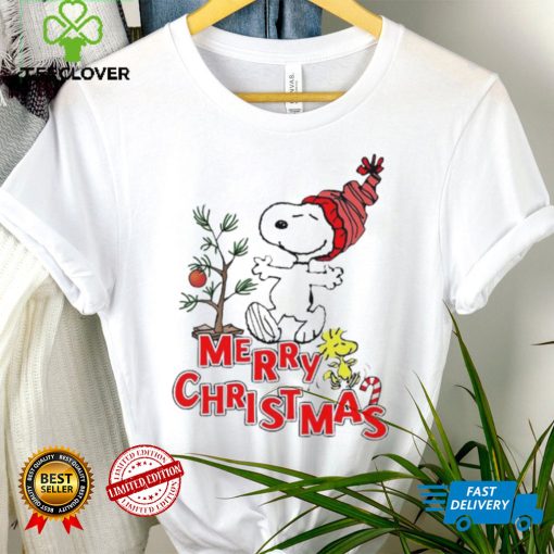 Design Snoopy And Woodstock Hat Santa Tree Merry Christmas Shirt