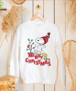 Design Snoopy And Woodstock Hat Santa Tree Merry Christmas Shirt