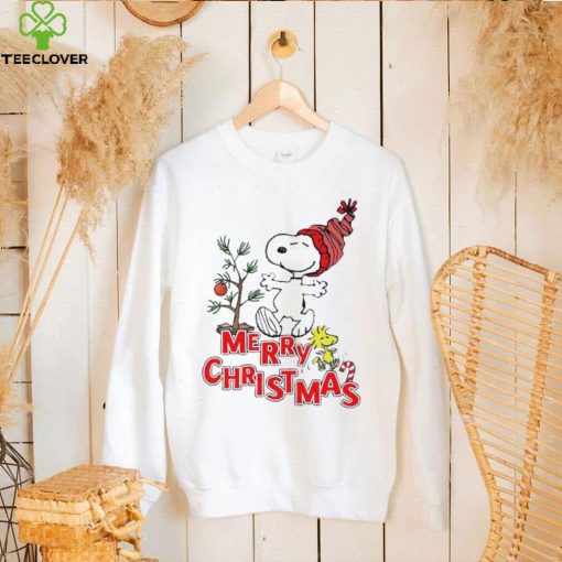 Design Snoopy And Woodstock Hat Santa Tree Merry Christmas Shirt