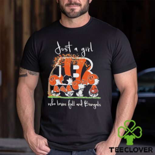 Design just a girl who loves fall and bengals shirt