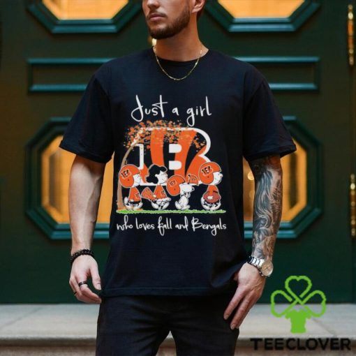Design just a girl who loves fall and bengals shirt