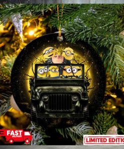 Despicable Me Gru And Minions Ride Jeep Funny Halloween Moonlight Perfect Gift For Holiday Ornament