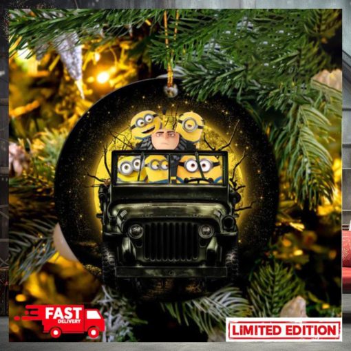 Despicable Me Gru And Minions Ride Jeep Funny Halloween Moonlight Perfect Gift For Holiday Ornament