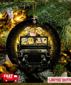 Despicable Me Gru And Minions Ride Jeep Funny Halloween Moonlight Perfect Gift For Holiday Ornament