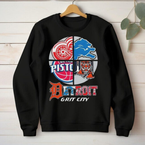 Detroit Grit City Red Wings Lions Tigers And Pistons Logo 2025 Shirt