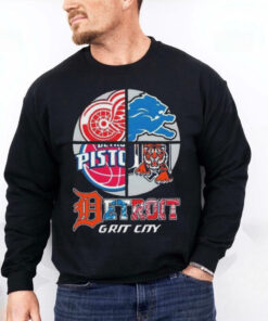 Detroit Grit City Red Wings Lions Tigers And Pistons Logo 2025 Shirt